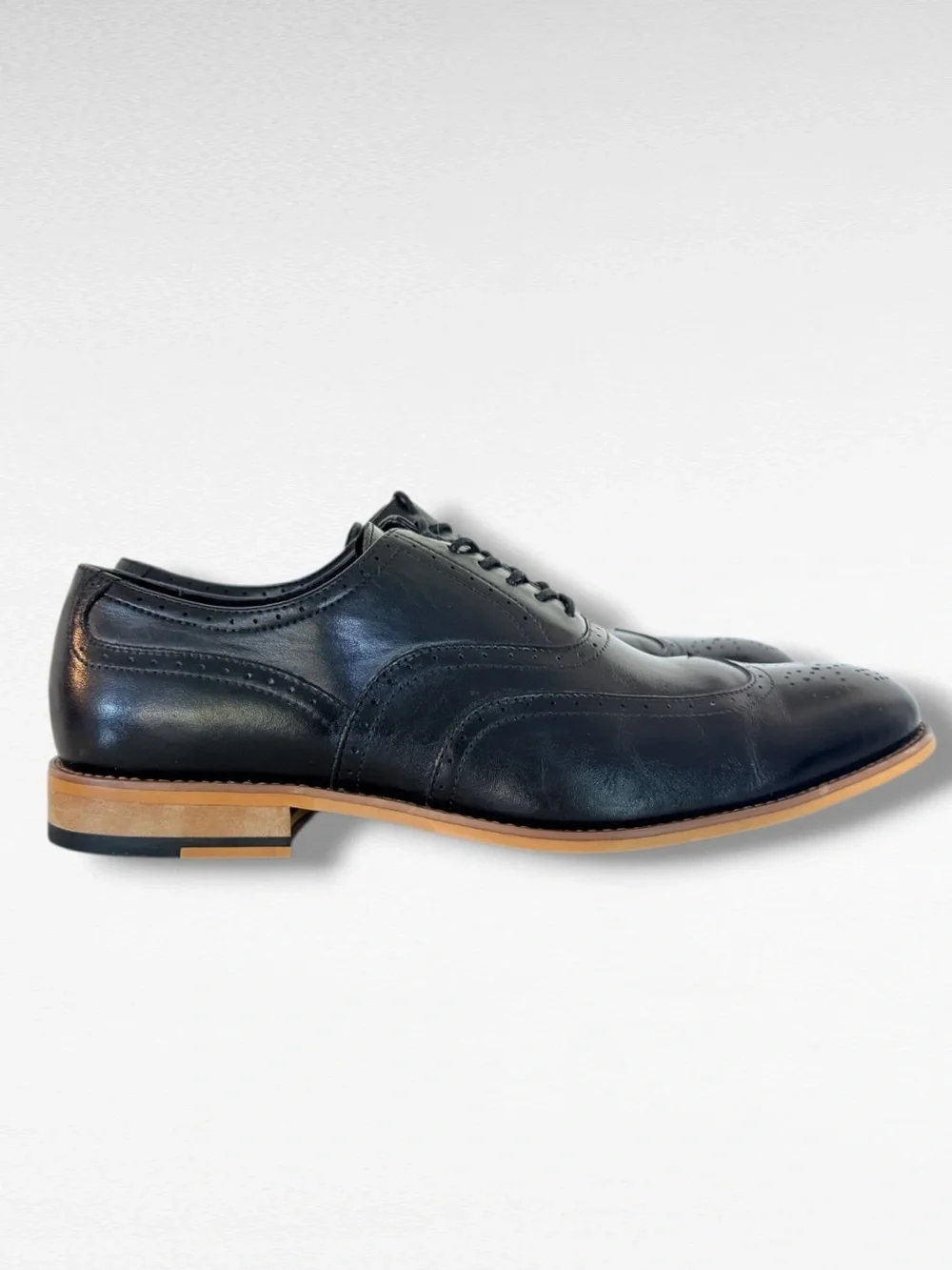 Stacy Adams Wingtip Oxford Dress Shoes Black Leather Brogue Men’s 11M 25084